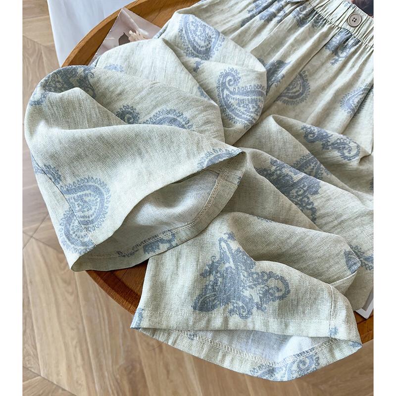 TonLion Women's Retro Paisley Ink Print Wide-Leg Pants