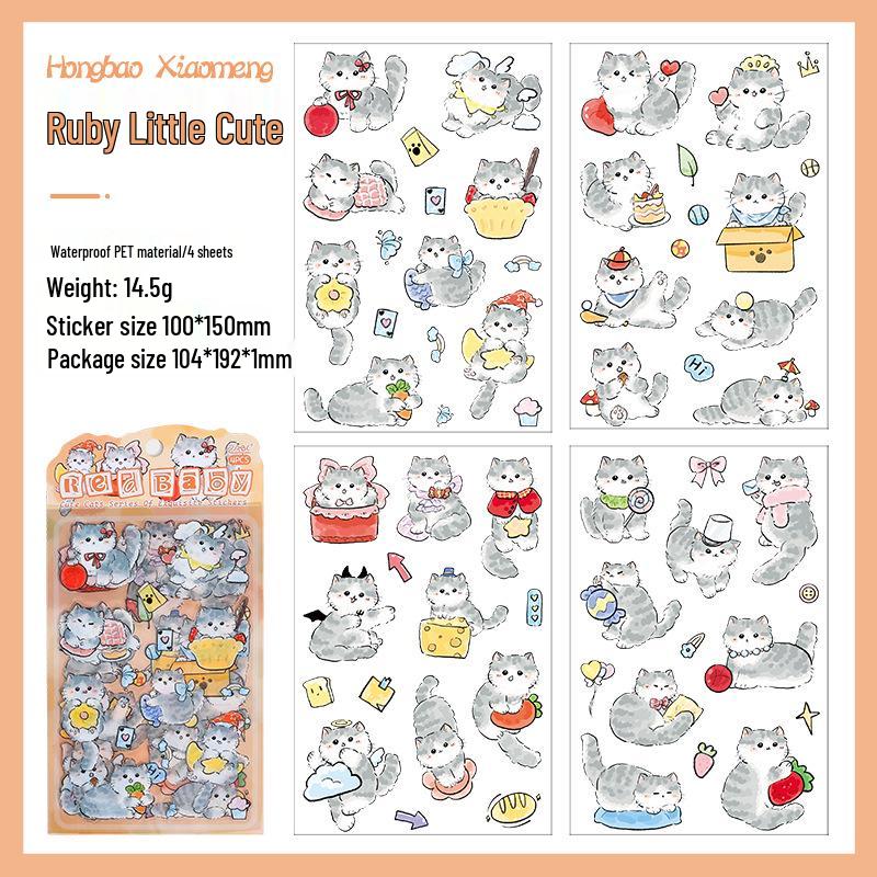 Yuezhen Cute Kitten Cartoon Die-Cut Journal Stickers for Children
