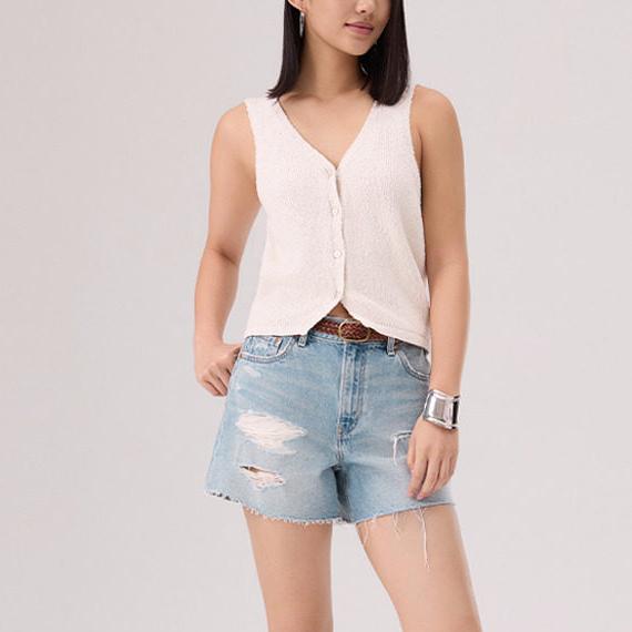 Levis Vintage Maglia Britannica Monocolore Larga Senza Maniche Gilet Top Donna 005AB-0000
