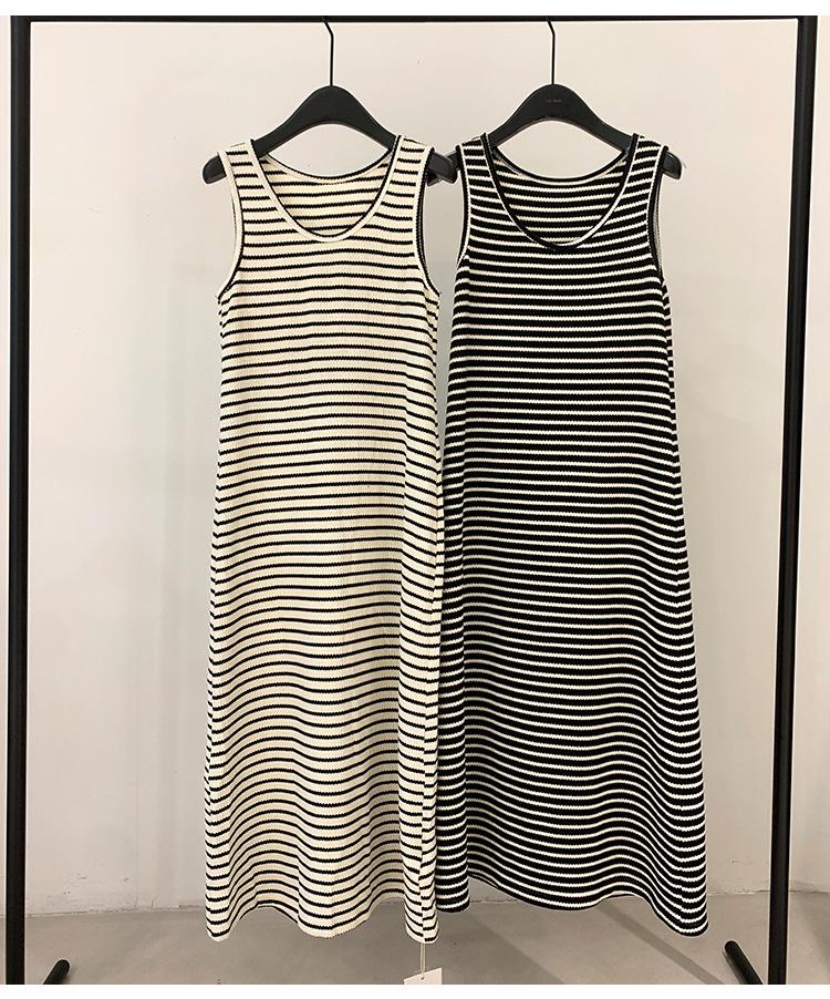 THE MIND Gestreiftes Westenkleid im koreanischen Stil - Frühling 2026, Vielseitig, Figurbetont T6231C