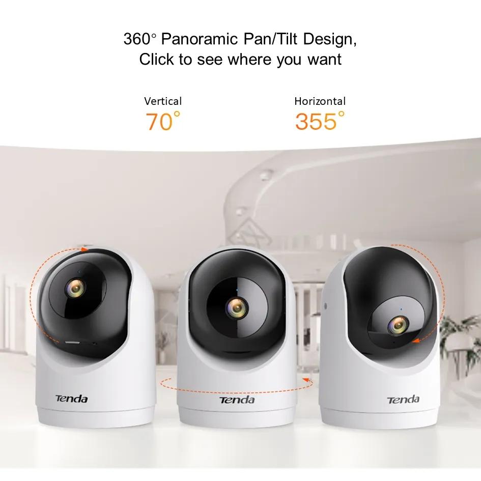 Tenda RP3 V3.0 3MP Security Pan/Tilt WiFi6 Two Way Audio Indoor Camera, 360° All-Round Vision, Baby Cameras for Home Security (with optional SD Card)