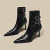 Sexy Knee High Boots 2024 Winter Boots Brand Design Super High Thin Heels with Rivet Retro Fashion Cool Women Shoes Size 39