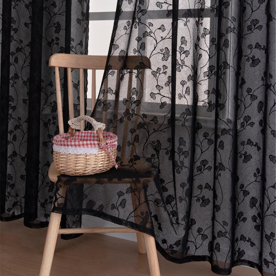 European Style Sheer Curtains with Gourd Floral Embroidery - Lightweight Polyester Fabric, Easy Install Grommet Top Design