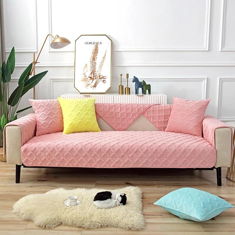 Cuscino per Divano Monocolore Semplice Asciugamano per Bracciolo Divano a L in Peluche Copridivano Nordico Quattro Stagioni Antiscivolo Federa Moderna