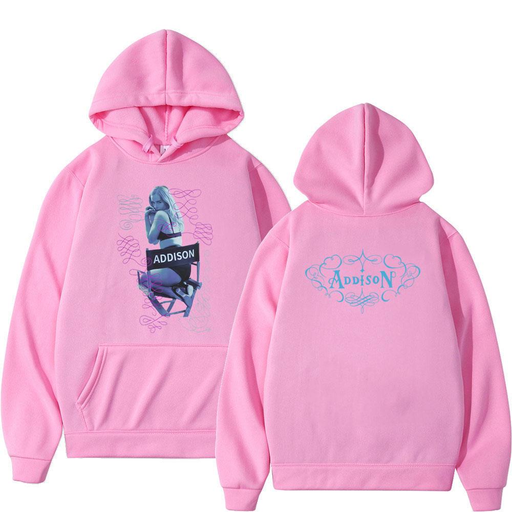 Addison Rae Double-sided Print Vintage Hoodies Men Women Oversized Fashion Clothing Long Sleeve Fashion Aesthetics Sweatshirts