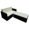 VidaXL Salon de jardin 2 pcs avec coussins Résine tressée Noir