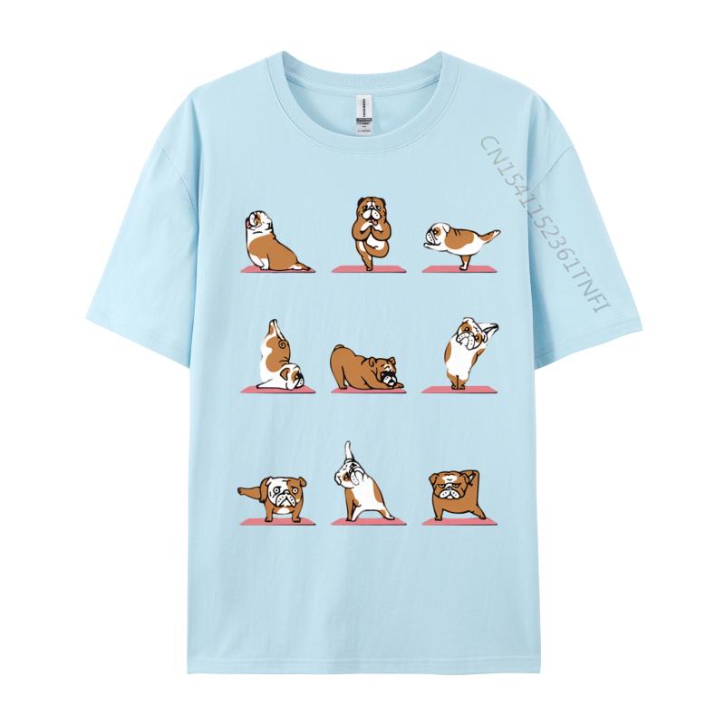 Englische Bulldogge Yoga Vintage T-Shirt Schwarzes T-Shirt Gutscheine Geburtstag Herren T-Shirt Slim Fit Grafik-T-Shirt Baumwolle