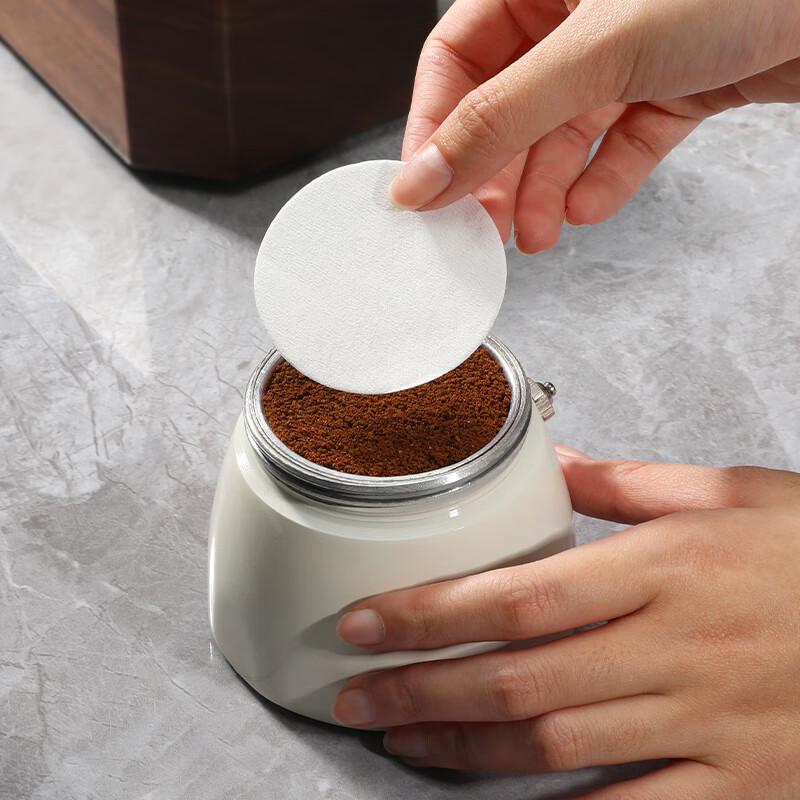 Mongdio Coffee Filter Paper, Moka Pot Filter Paper, Italian Coffee Machine Handle Round Powder Bowl Filter Paper, 60mm, 100 Sheets