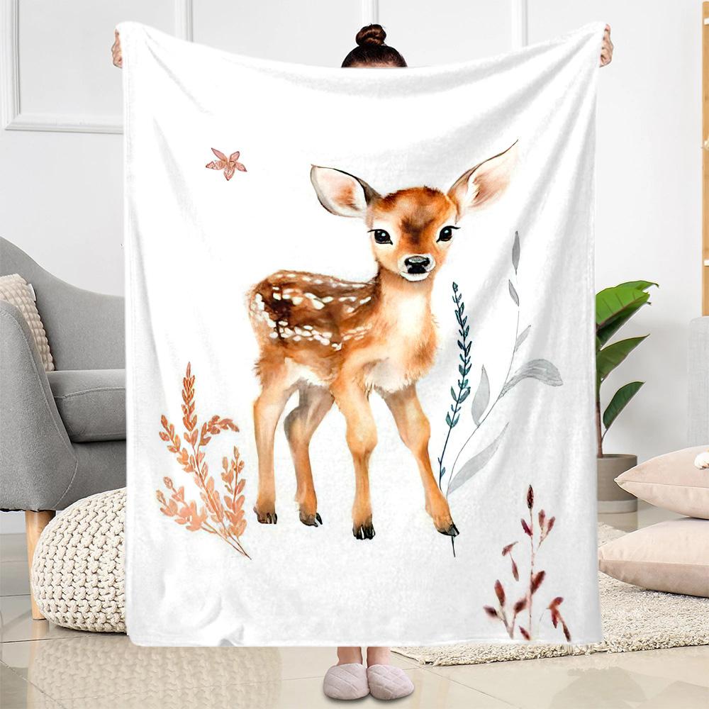 Baby Deer Illustration Blankets are suitable for living rooms,making them an ideal choice for outdoor travel and gifts.