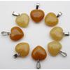 16MM Heart-Shaped Natural Stone Pendant: Amethyst Rose Quartz Green Aventurine Tiger Eye