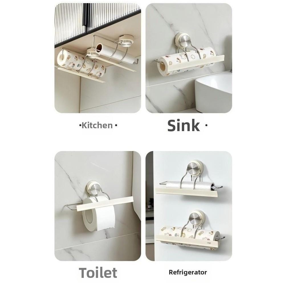 Suction Cup Paper Towel Holder Automatic Paper Locking Paper Roll Holder Countertop Organization