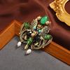 Vintage Baroque Hollow Jade Pearl Brooch Classic Vintage Women'S Clothing Blazer Accessories