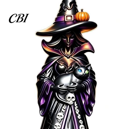 Gothic Home Decor Halloween Witch Figurine, Resin Black Cat Statue with Pumpkin, Retro Party Supplies Sculpture, Tabletop Ornament for Display