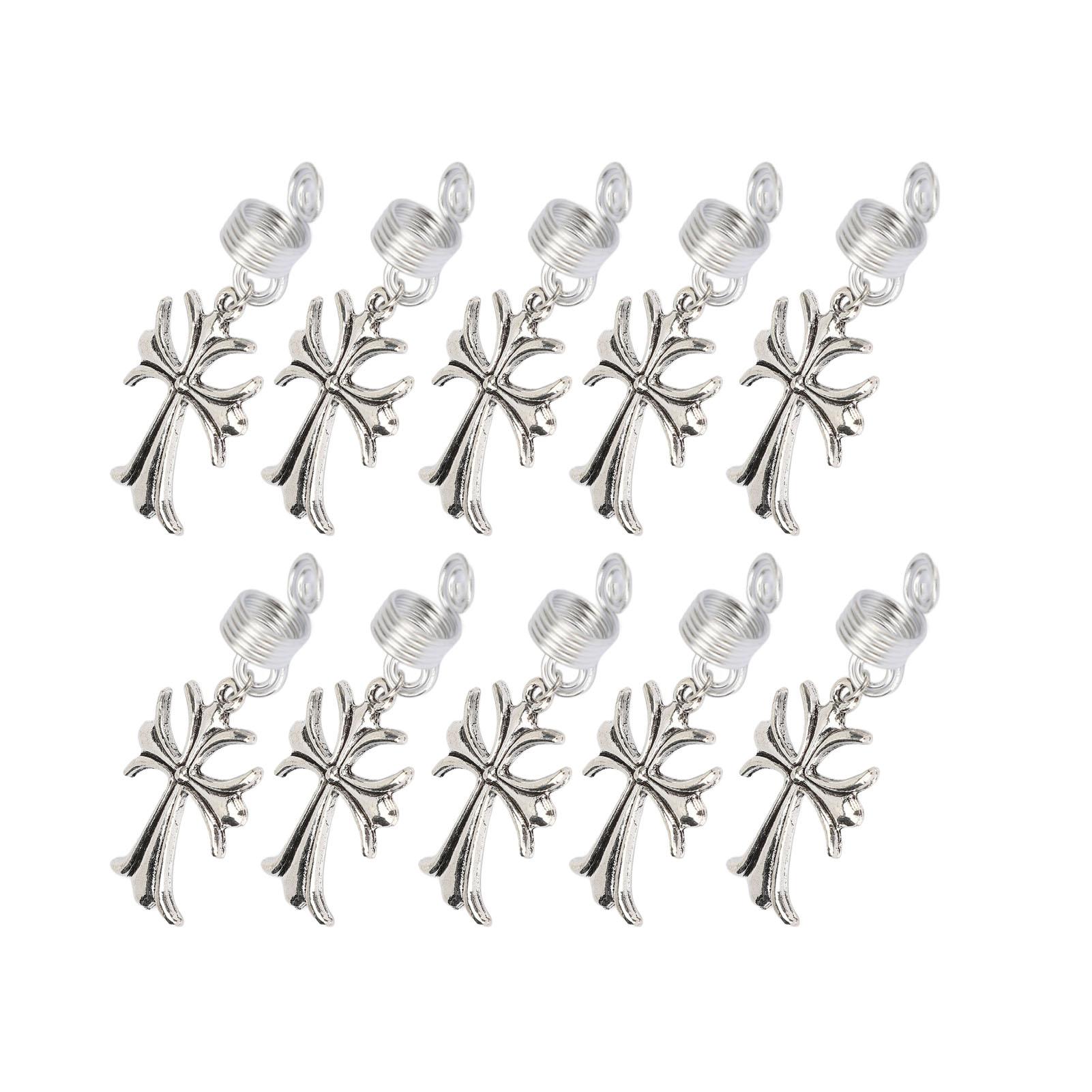 

10pcs Beard Coil Cross Pendant Alloy DIY Dreadlocks Spiral Hair Coils Spring Pendant Accessories