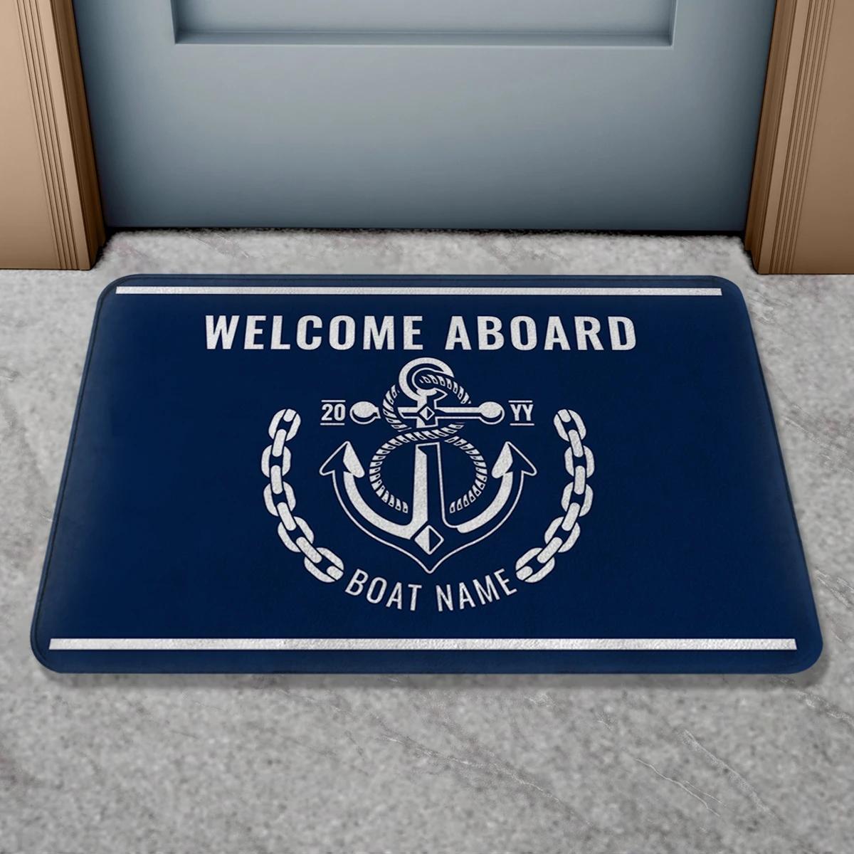 

Classic Nautical Welcome Aboard Anchor Compass Ship Wheel Anti Slip Decorative Door Mat Bath Rug Indoor Outdoor Floor Mat 40x60cm