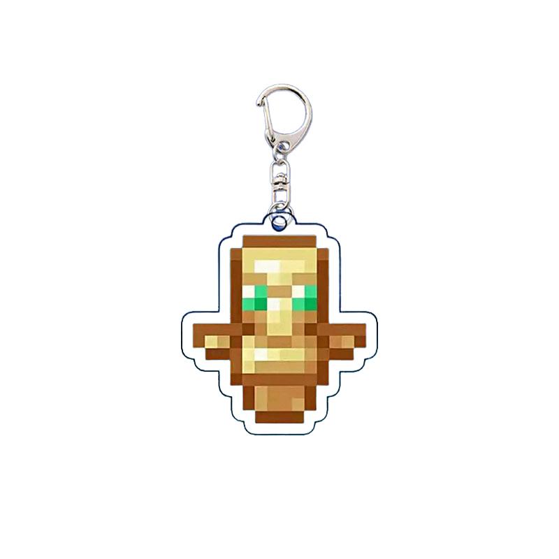 Cartoon Pixel Welt Kumpel Schlüsselanhänger, Überlebens Totem & Goldener Apfel Acryl Anhänger, Kawaii Spiel Inspiriertes Taschenanhänger