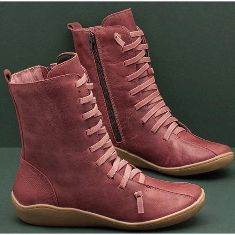 Fashion European and American Women's Shoes 2024 Autumn New Style Side Zipper Large Slope Heel Middle Tube Casual Women's Boots Sneaker