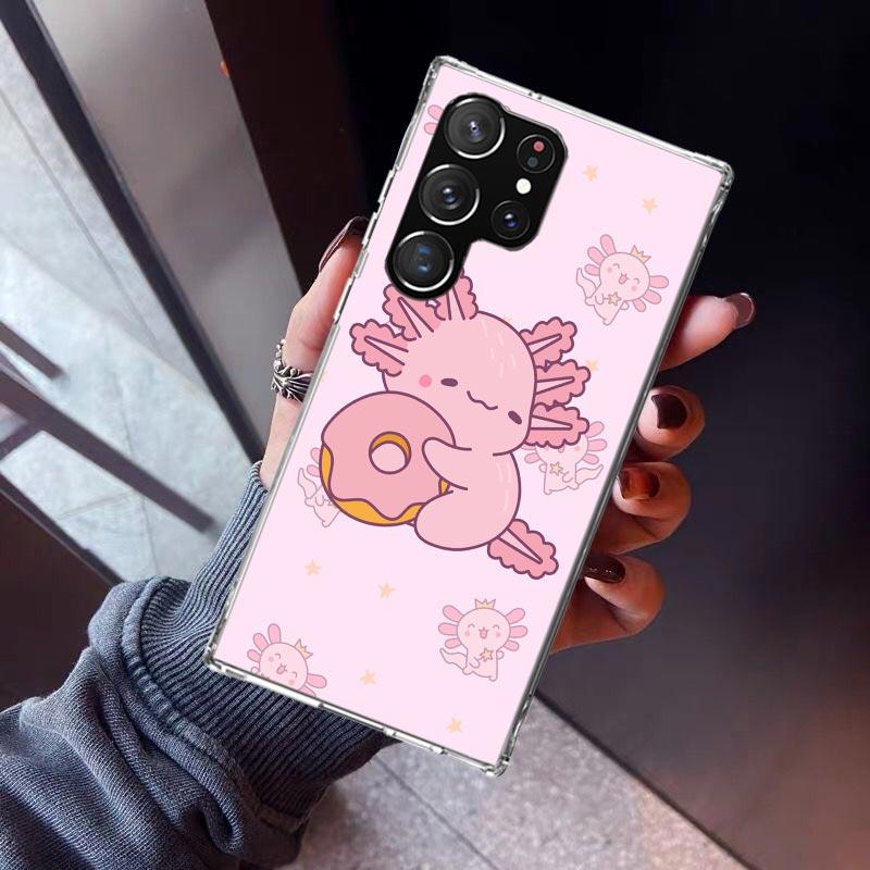 

Cute Axolotl Kawaii Phone Case For Samsung Galaxy S26 S25 Edge S24 S23 Ultra S22 Plus S21 S20 FE Soft TPU Back Cover Funda Galax Samsung S23 Ultra