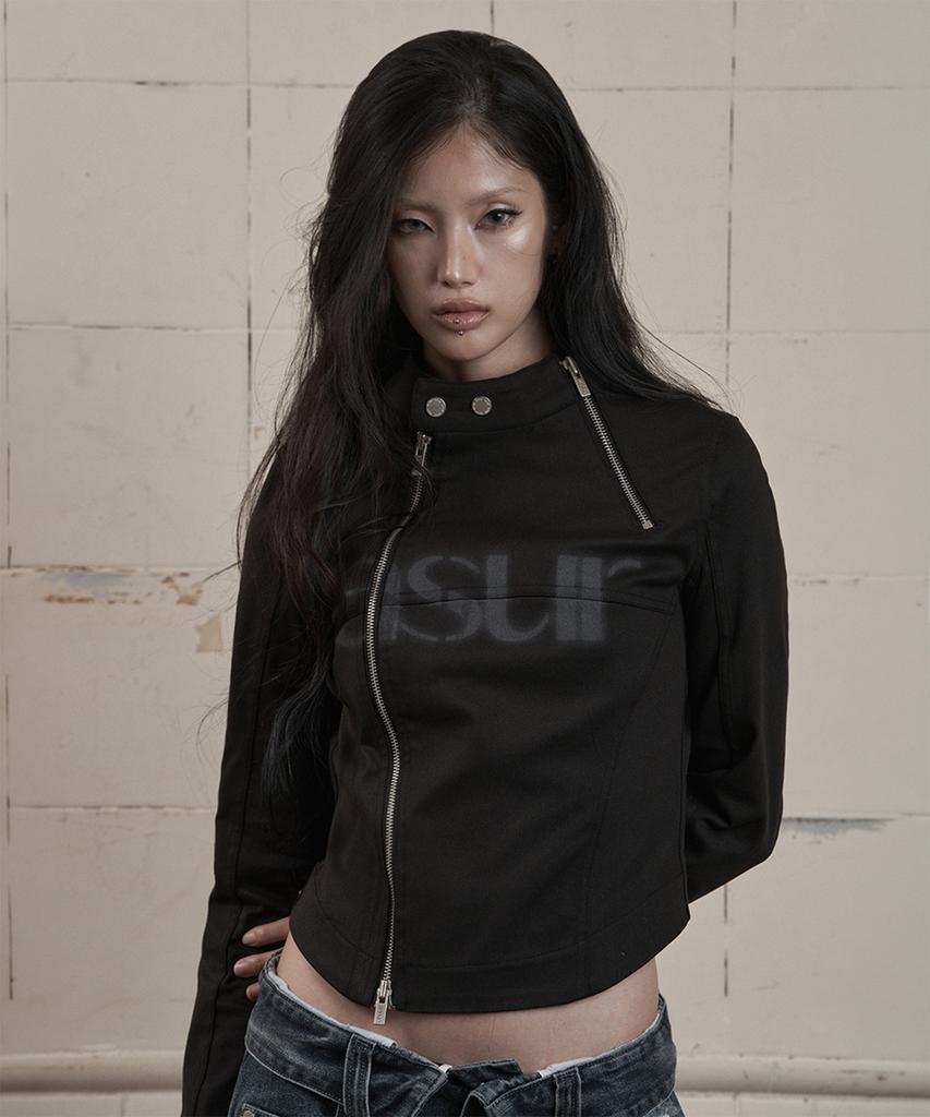 AS YOU ARE Facade Logo High-Neck Zip-Up Black