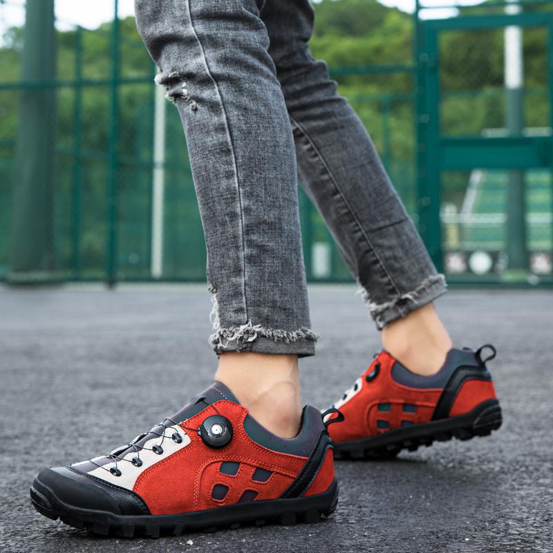 2025 New Men's Hiking Shoes Non-slip High-Quality Leather Outdoor Sneakers for Male Rotary Adjusting Clasp Men Trekking Shoes