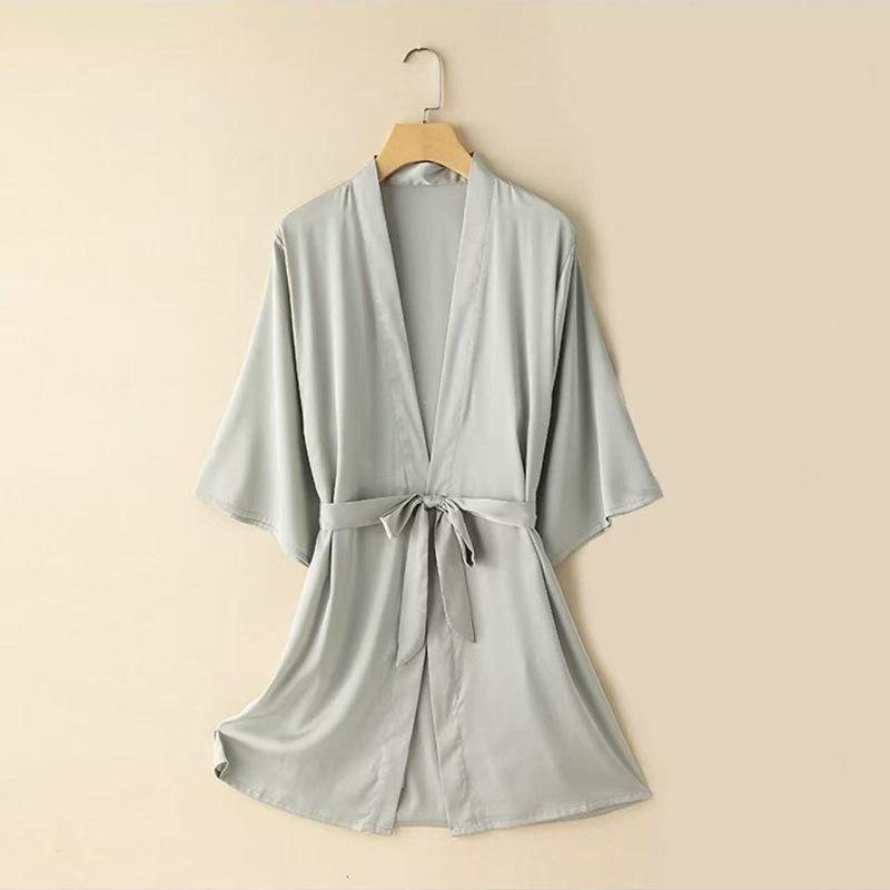 Women's Ice Silk Robe: Elegant, Sexy, and Thin Pajamas for Spring and Autumn.