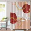 Boho Floral Bathroom Shower Curtain - Tropical Green Leaves, Pink Flowers - Waterproof Polyester Fabric - Mid Century Modern