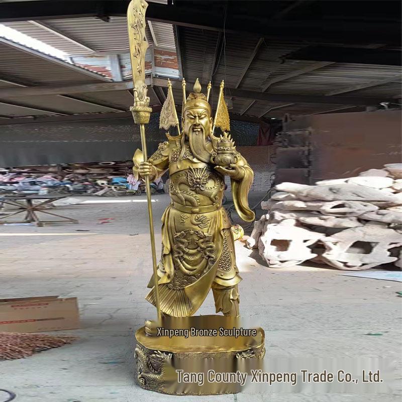 Large Bronze Guan Gong Statue - Pure Copper Guan Yu, Martial Wealth God
