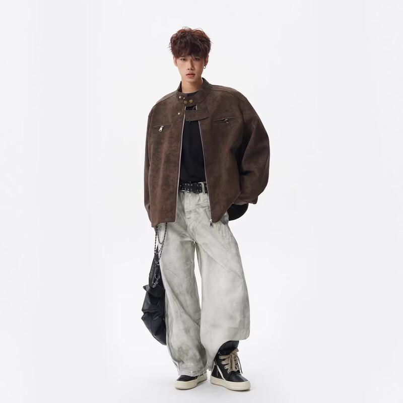 Men's High Street Tie-Dye PU Leather Jacket