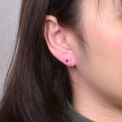 K14WG White Gold Natural Lapis Lazuli Earrings [Sold As a Pair for Both Ears] Lapis Lazuli Earrings White Gold Earrings K14WG K14wg Yokomountain