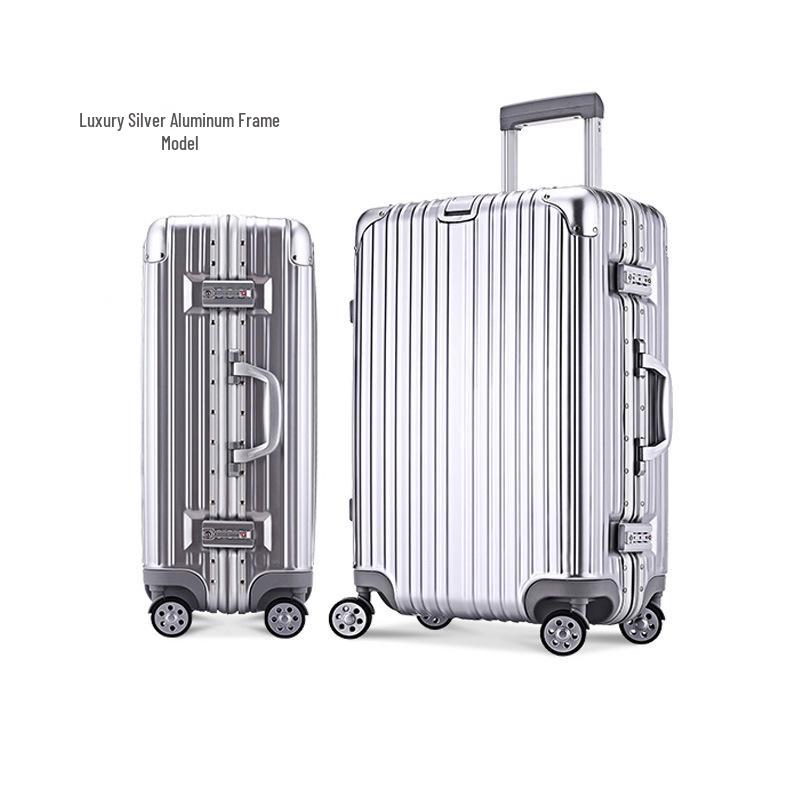 Aluminum Frame Carry-On Suitcase Set: 20"/24"/28" Password-Protected Luggage