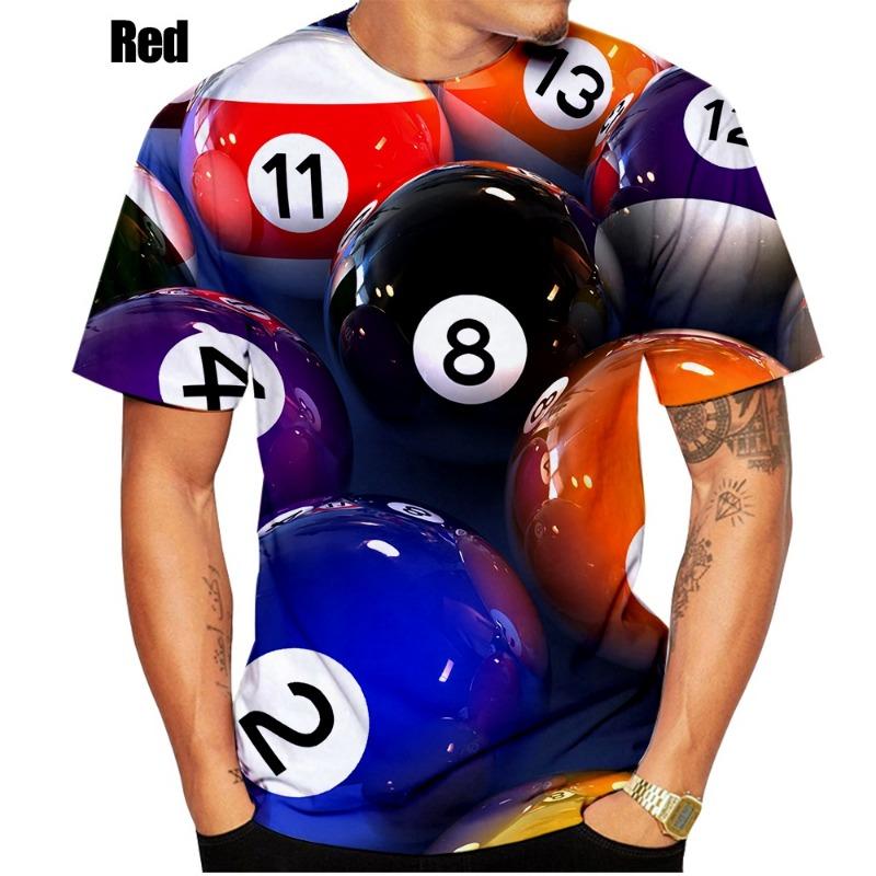 Men and Women Summer 3d New Fashion Billiards New T-shirt Games Ball Cue Pool Player Cool Designe Print Top