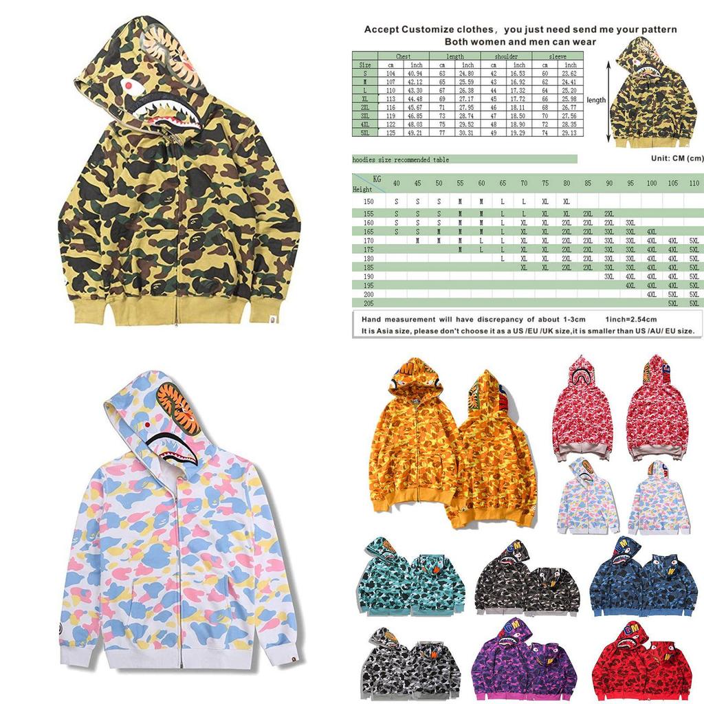 Vibrant Camouflage Hoodie Shark Printing Warm Streetwear For Men Women