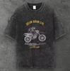 Womens Dirt Bike Rider Graphic T Shirt Acid Washed Black Y2K Streetwear S-3XL