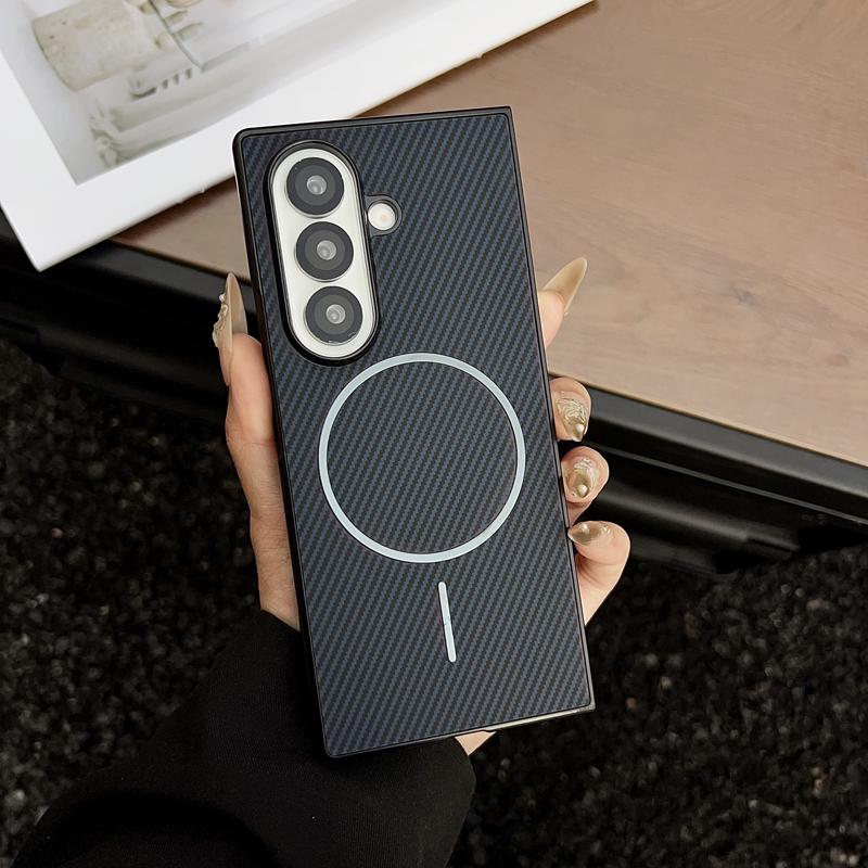 

For Samsung Galaxy Z Fold 7 6 5 Case Carbon Fiber Pattern Hard PC Folding Wireless Charging Cover For Galaxy Z Fold7 Galaxy Z Fold5
