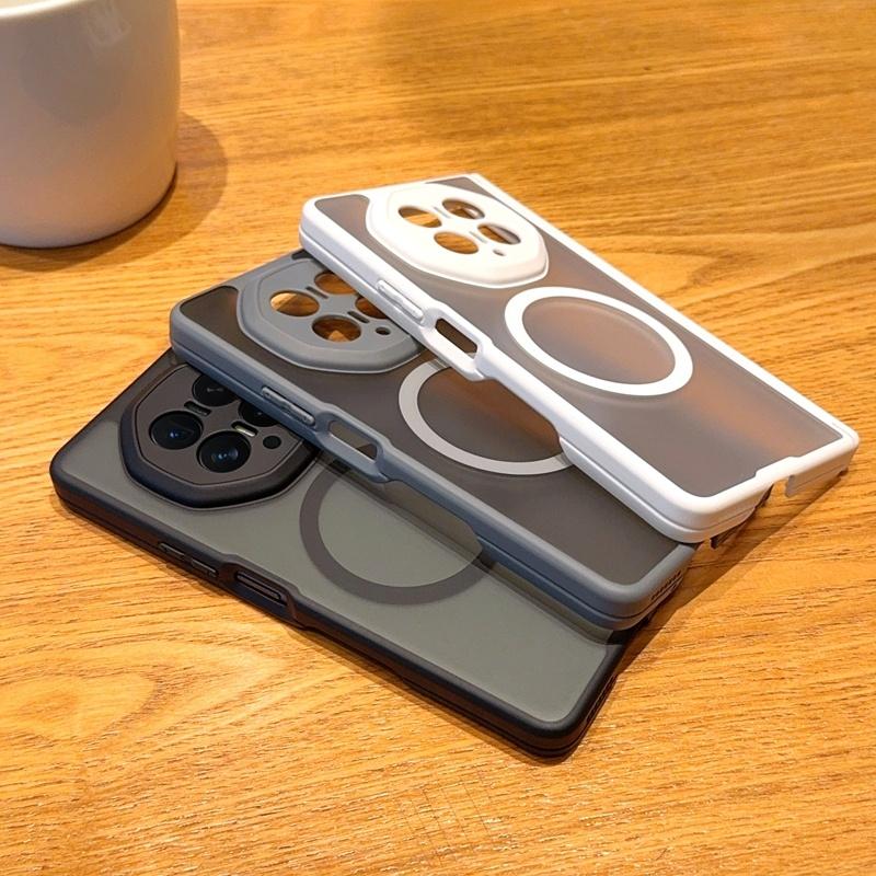 For Honor Magic V6 Magnetic Case Acrylic Matte Transparent Phone Cover Equipped With Central Hinge Protection Shell