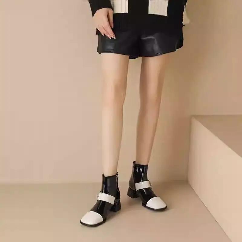 Fashion Booties European and American Style Chunky Heel Female Short Shoes Flower Autumn New In On Offer Trend 2025 Women's Ankle Boots