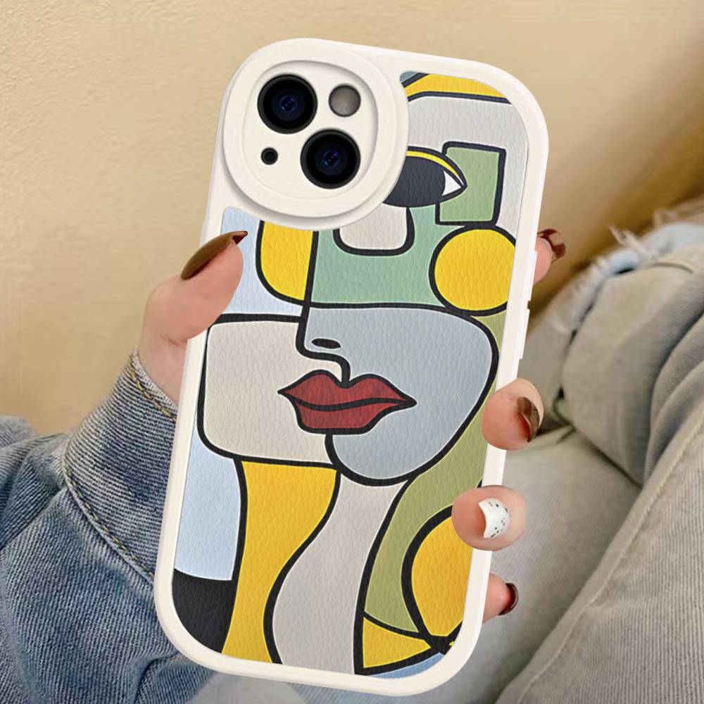 

Picasso Abstract Art Phone Cover For IPhone 11 12 13 14 15 16 Pro Max Mini Plus Soft Leather Case iPhone 14 plus