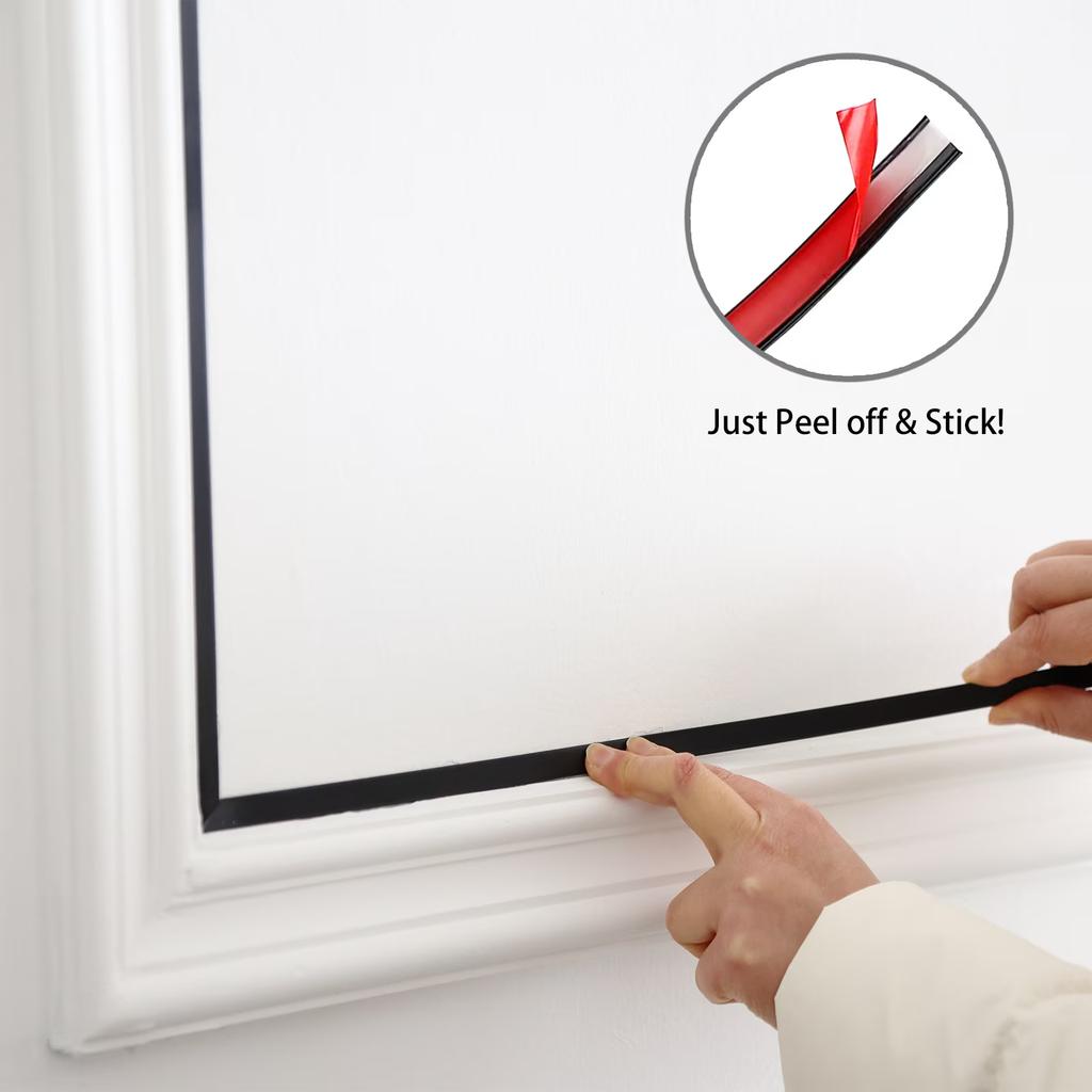 Zwarte Peel-and-Stick Spiegelrand - Flexibel Zelfklevend voor Muur, Plafond, Vloer, Kast, (5m 0,8cm)