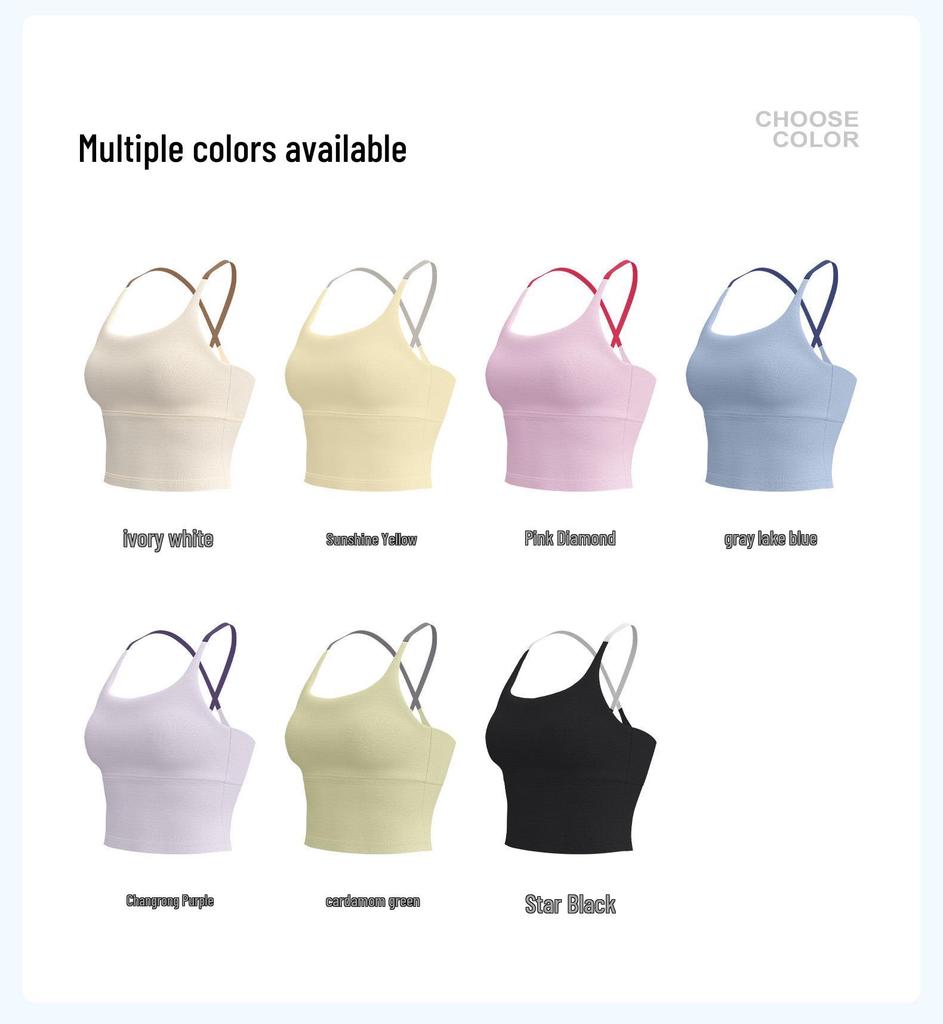 Seamless Strappy Sports Bra: High Elasticity, Padded, Bare Feel Yoga Tank Top for Women