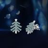 S925 Sterling Silver Christmas Trees Earring Green Moissanite Stud Earrings