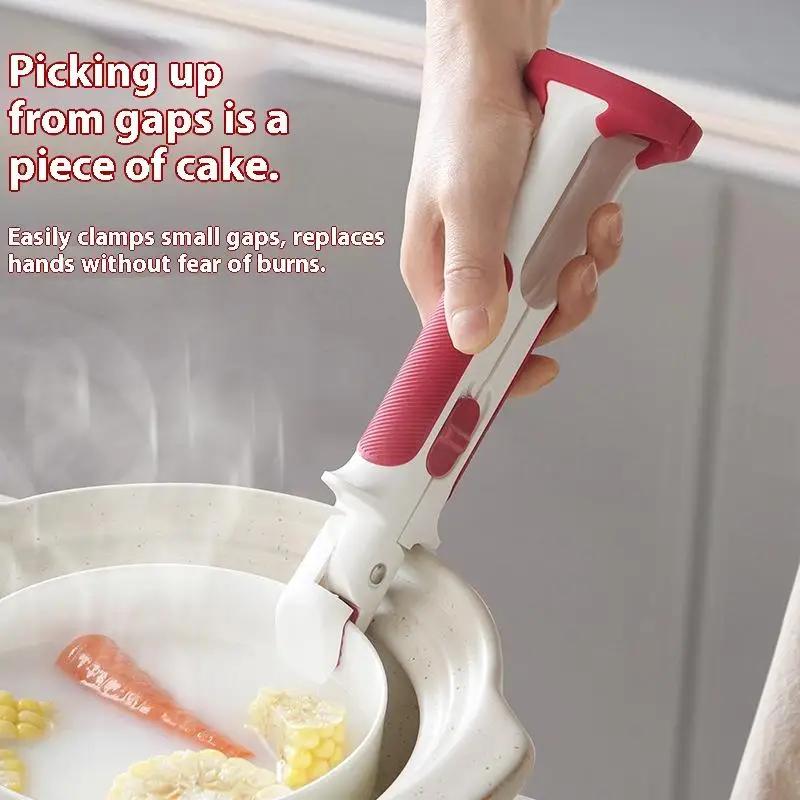 2 In 1 Silicone Bowl Holder Clip Heat Resistant Long Handle Bowl Gripper Anti-Scald Hot Dish Retriever Tongs For Home Kitchen