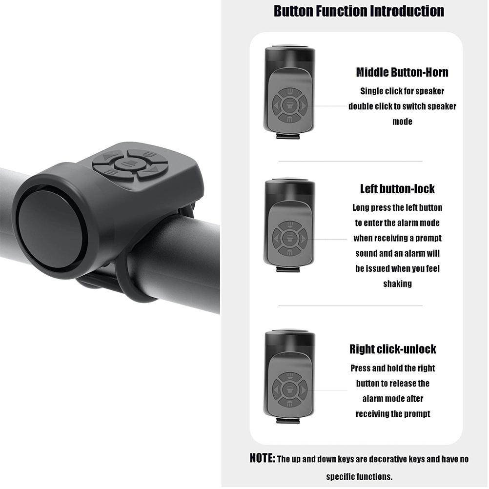 Universal Bicycle Bell with USB Rechargeable Horn and Alarm