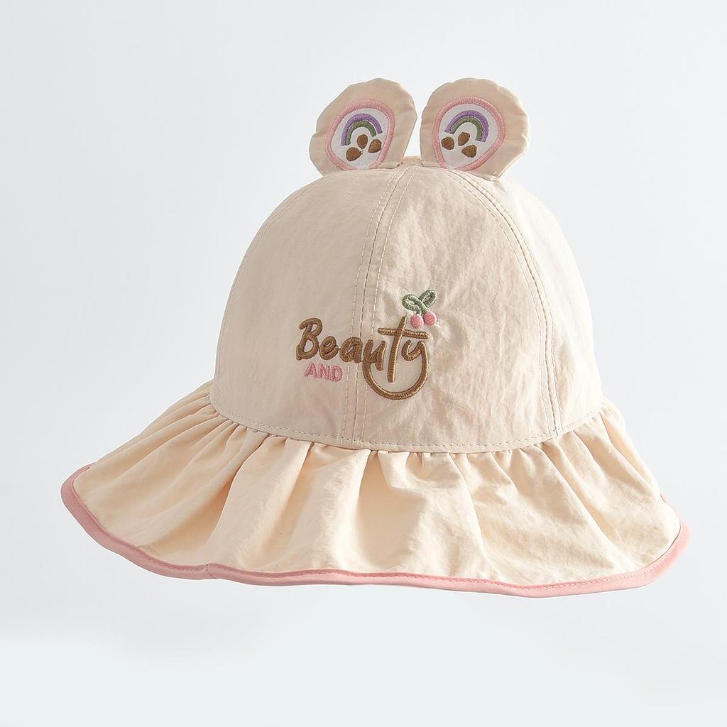 Children's Cute 3D Ears Bucket Hat - Windproof, Sun-Protective, Embroidered Fisherman Style