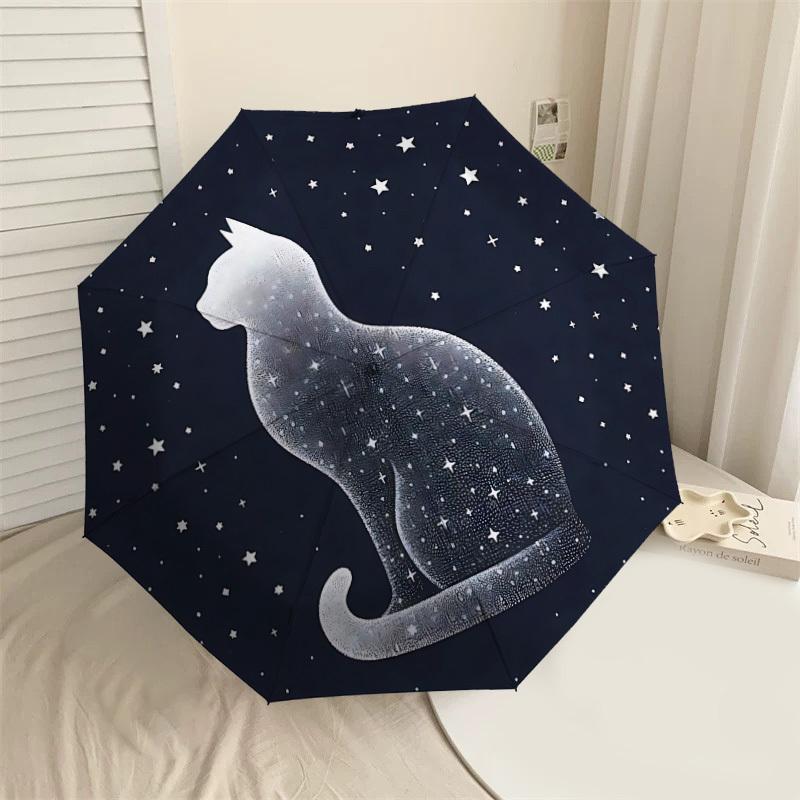 

Starry Night Cat: A Unique Day Companion - Auto-Opening/Closing Umbrella, Outdoor Travel Accessory, Lightweight and Durable