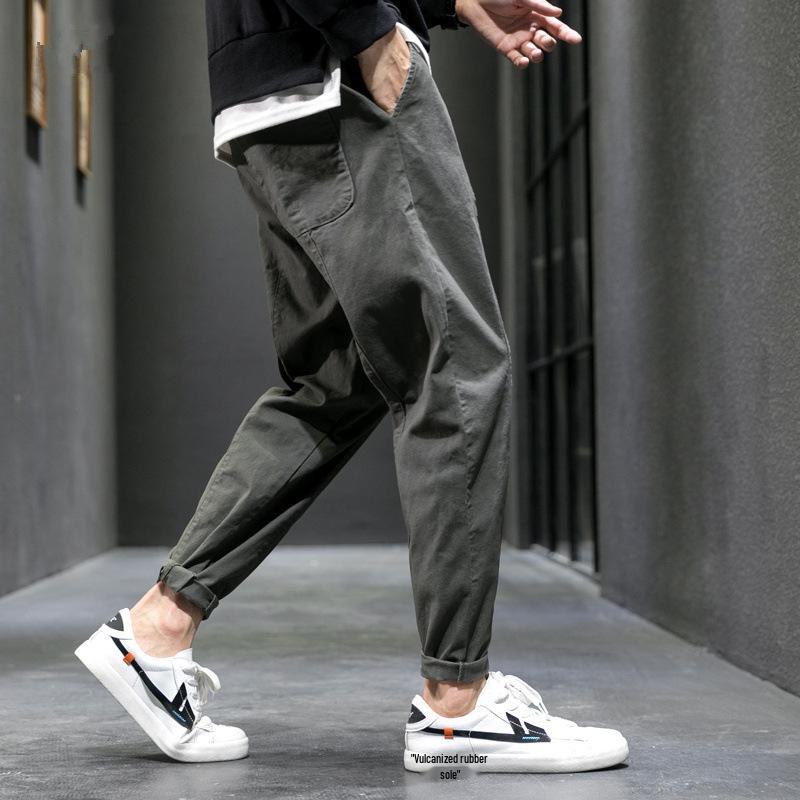 Pánské bavlněné džíny rovného střihu v korejském stylu - Ležérní pracovní trend Joggers