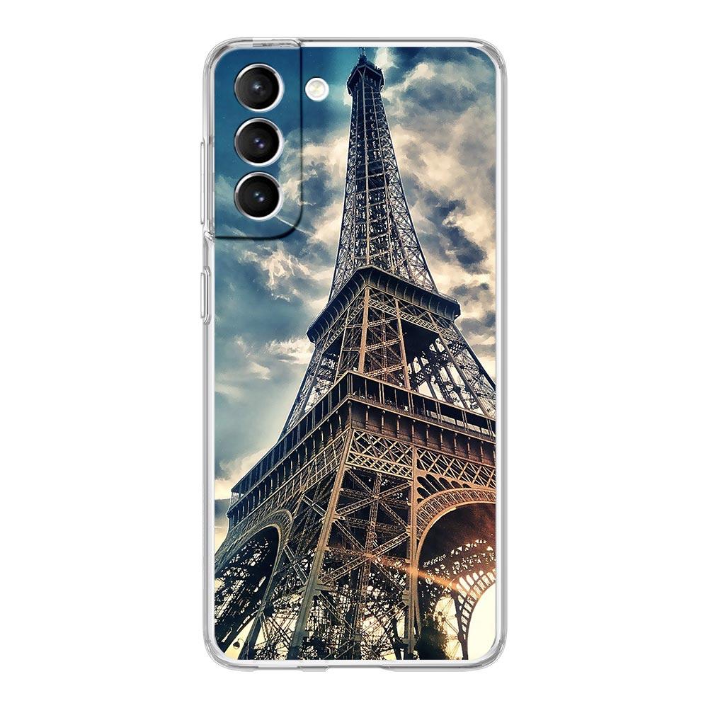 Phone Case For Samsung Galaxy S25 Edge S24 S23 FE S22 Ultra S20 S21 5G S10 Plus S10E Soft Clear Cover Red Umbrella Eiffel Tower