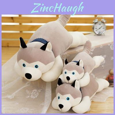 Cute Gray Lying Posture Husky Plush Doll Toy For Kids Bedroom Decor And Gifts