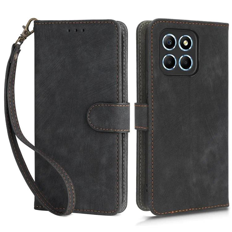 

For Honor 70 Lite 5G / X6 4G / X8 5G / Play6C 4G Wallet Stand Leather Case RFID Blocking Phone Cover with Strap