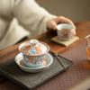 Handmade Jingdezhen Horseshoe Cover Bowl Alum Red Blue And White Teacup Chinese Dragon Tea Tureen Brewing Gaiwan Kung Fu Teaware