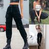Fashion Women Solid Black Street Style Pockets Casual Daliy Wild Pants Trousers